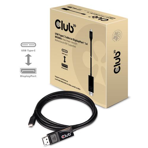 CLUB3D CAVO USB TYPE C TO DISPLAYPORT 1.4 8K 60HZ HDR 1.8MT BIDIREZIONALE BLACK